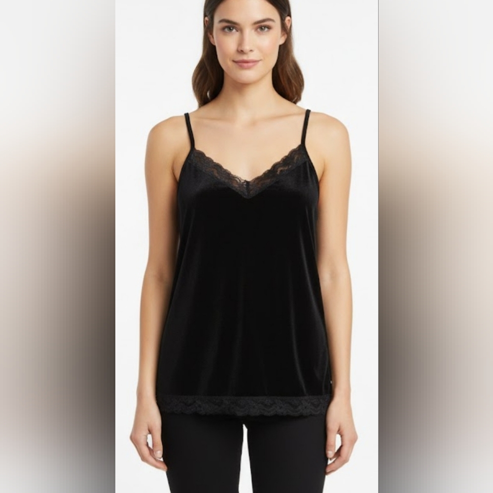 Black Velour Lace Y2K Tank Goth Punk Boho Party Layering Fairy XL